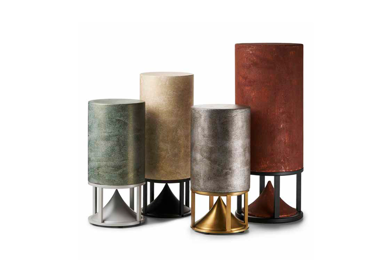 Architettura Sonora, модели линейки Cylinder — отделка Klondike / Shinning green, Shinning yellow, Shinning dark grey, Corten effect