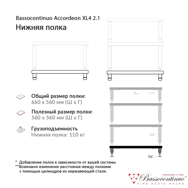 Bassocontinuo Accordeon XL4 2.1 Bottom Shelf Audio Research Edition Black/Silver